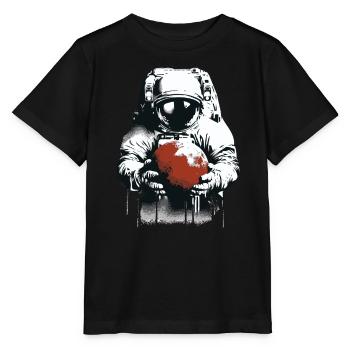 Un astronaute tient une planète martienne dans ses mains - T-shirt bio MINI CREATOR Stanley/Stella Enfant - noir - Devant - Mikhail (115cm)