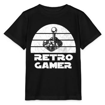 Retro Gamer Design avec joystick - T-shirt bio MINI CREATOR Stanley/Stella Enfant - noir - Devant - Mikhail (115cm)