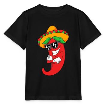 Chilli Chipotle Chili Pepper Jalapeno Hot Chili - Stanley/Stella MINI CREATOR Kids’ T-Shirt - black - Front - Mikhail (115cm)