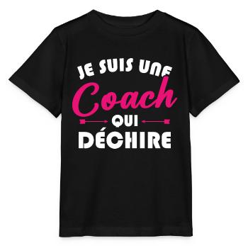 Je suis une coach qui déchire - T-shirt bio MINI CREATOR Stanley/Stella Enfant - noir - Devant - Mikhail (115cm)