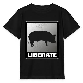 Liberate Vegan Animal Liberation Pig - Stanley/Stella MINI CREATOR Kids’ T-Shirt - black - Front - Mikhail (115cm)