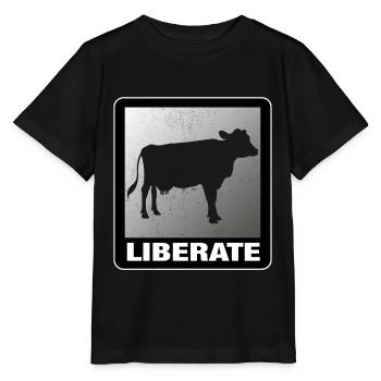 Liberate Vegan Animal Liberation Cow - Stanley/Stella MINI CREATOR Kids’ T-Shirt - black - Front - Mikhail (115cm)