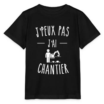 J'PEUX PAS J'AI CHANTIER - GRUE DE CHANTIER - T-shirt bio MINI CREATOR Stanley/Stella Enfant - noir - Devant - Mikhail (115cm)