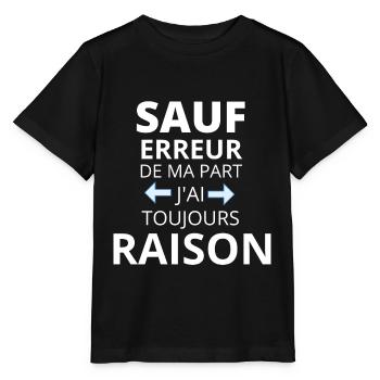 sauf erreur de ma part - T-shirt bio MINI CREATOR Stanley/Stella Enfant - noir - Devant - Mikhail (115cm)