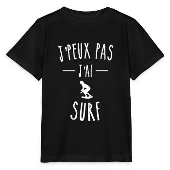 J'PEUX PAS J'AI SURF - SURFEUSE - HUMOUR - T-shirt bio MINI CREATOR Stanley/Stella Enfant - noir - Devant - Mikhail (115cm)