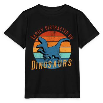 Easily distracted by dinosaurs - dinosaur, dino - Stanley/Stella MINI CREATOR Kids’ T-Shirt - black - Front - Mikhail (115cm)