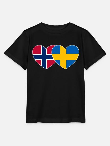 Norge Sverige Flagg Hjerte - Stanley/Stella MINI CREATOR T-skjorte for barn - svart