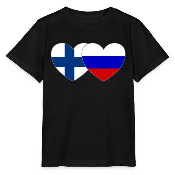Finlande Russie Drapeau Cœur - T-shirt bio MINI CREATOR Stanley/Stella Enfant - noir - Devant - Mikhail (115cm)