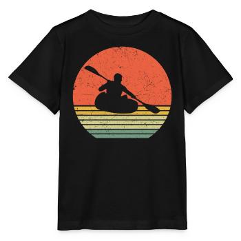 Kajakfahren Paddelboot Retro Kajak Kanu - Stanley/Stella Kinder T-Shirt MINI CREATOR  - Schwarz - Vorne - Mikhail (115cm)