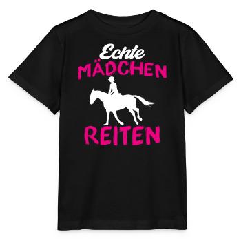 Echte mädchen reiten - Stanley/Stella Kinder T-Shirt MINI CREATOR  - Schwarz - Vorne - Mikhail (115cm)