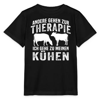 andere gehen zur therapie ich gehe zu meinen kühen - Stanley/Stella Kinder T-Shirt MINI CREATOR  - Schwarz - Vorne - Mikhail (115cm)
