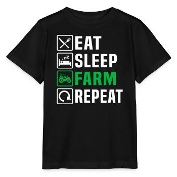 Eat Sleep Farm Repeat Farming - Stanley/Stella MINI CREATOR Kids’ T-Shirt - black - Front - Mikhail (115cm)