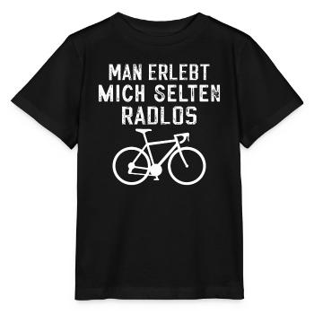 Man erlebt mich selten Radlos - Stanley/Stella Kinder T-Shirt MINI CREATOR  - Schwarz - Vorne - Mikhail (115cm)