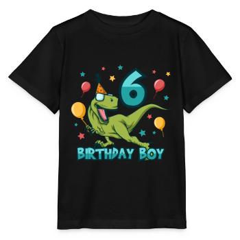 Dinosaur birthday party celebration 6 years - Stanley/Stella MINI CREATOR Kids’ T-Shirt - black - Front - Mikhail (115cm)