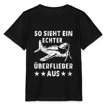 Lustiges Flugzeug Pilot Flieger Überflieger Flug - Stanley/Stella Kinder T-Shirt MINI CREATOR  - Schwarz - Vorne - Mikhail (115cm)