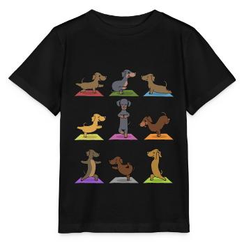 Yoga Dackel Meditation Yogi Namaste Geschenk - Stanley/Stella Kinder T-Shirt MINI CREATOR  - Schwarz - Vorne - Mikhail (115cm)
