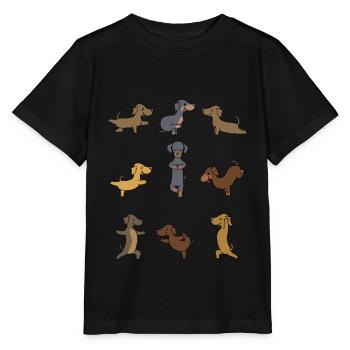 Yoga Dackel Meditation Yogi Namaste Geschenk - Stanley/Stella Kinder T-Shirt MINI CREATOR  - Schwarz - Vorne - Mikhail (115cm)