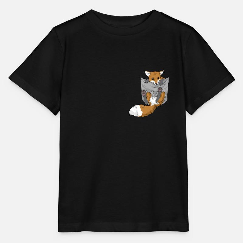Fuchs in Brusttasche - Stanley/Stella Kinder T-Shirt MINI CREATOR  - Schwarz
