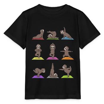 Faultier Yoga - Stanley/Stella Kinder T-Shirt MINI CREATOR  - Schwarz - Vorne - Mikhail (115cm)