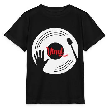 Plaque de coffrage Vinyle Plattenspieler Dj Retro Cadeau - T-shirt bio MINI CREATOR Stanley/Stella Enfant - noir - Devant - Mikhail (115cm)