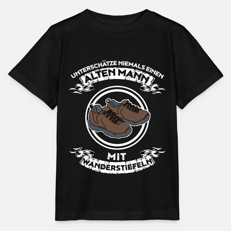 Unterschätz nie einen alten Mann mit Wanderschuhen - Stanley/Stella Kinder T-Shirt MINI CREATOR  - Schwarz