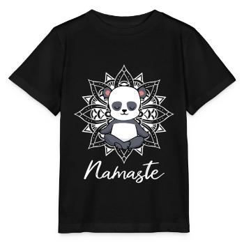 Cadeau de yoga panda yoga yogi namaste - T-shirt bio MINI CREATOR Stanley/Stella Enfant - noir - Devant - Mikhail (115cm)
