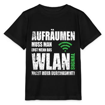Computerfreak WLAN Spruch - Stanley/Stella Kinder T-Shirt MINI CREATOR  - Schwarz - Vorne - Mikhail (115cm)