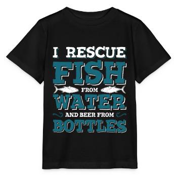pêche pêche pêche - T-shirt bio MINI CREATOR Stanley/Stella Enfant - noir - Devant - Mikhail (115cm)