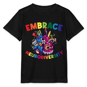 Embrace Neurodiversity ADHD Gift - Stanley/Stella MINI CREATOR Kids’ T-Shirt - black - Front - Mikhail (115cm)