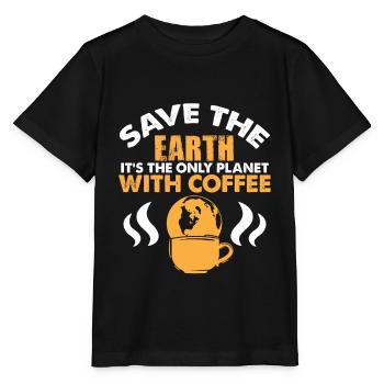 le café protège la terre - T-shirt bio MINI CREATOR Stanley/Stella Enfant - noir - Devant - Mikhail (115cm)
