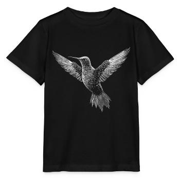 Colibri, oiseau mignon en code ASCII - T-shirt bio MINI CREATOR Stanley/Stella Enfant - noir - Devant - Mikhail (115cm)