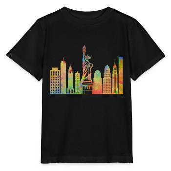 New York City Freiheitsstatue Manhattan Skyline - Stanley/Stella Kinder T-Shirt MINI CREATOR  - Schwarz - Vorne - Mikhail (115cm)