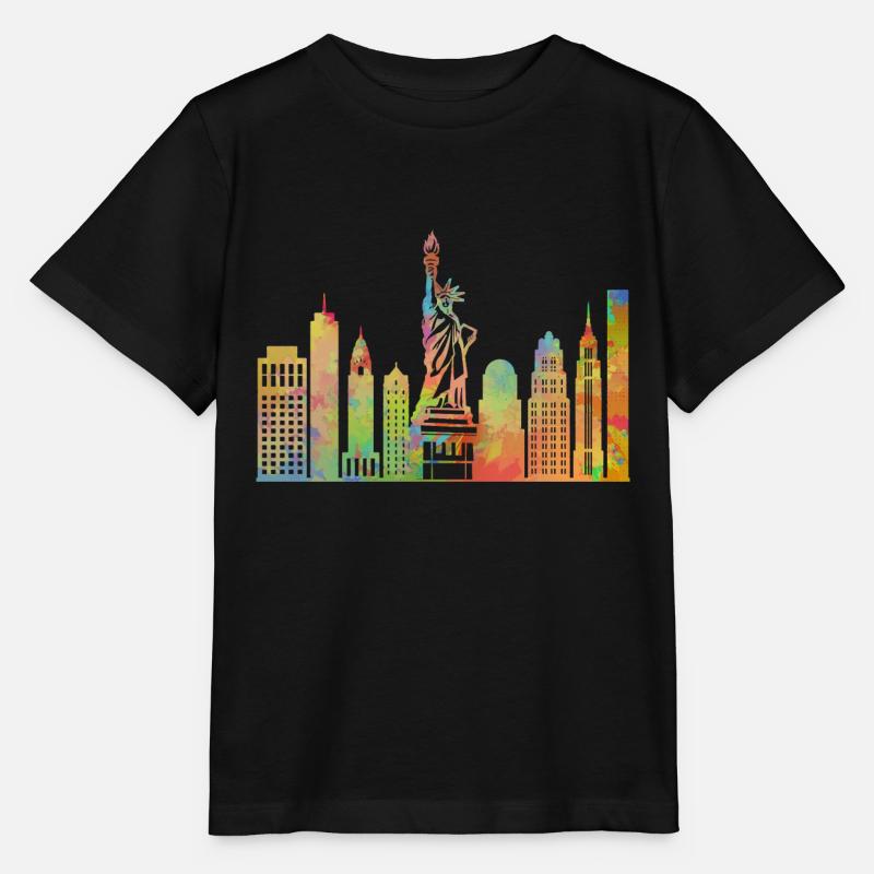 Statue de la Liberté de New York Manhattan Skyline - T-shirt bio MINI CREATOR Stanley/Stella Enfant - noir