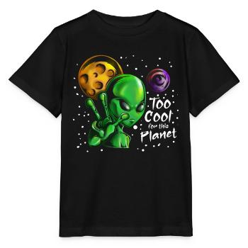 All Alien zeigt Peace Spruch zu Cool für Planet - Stanley/Stella Kinder T-Shirt MINI CREATOR  - Schwarz - Vorne - Mikhail (115cm)