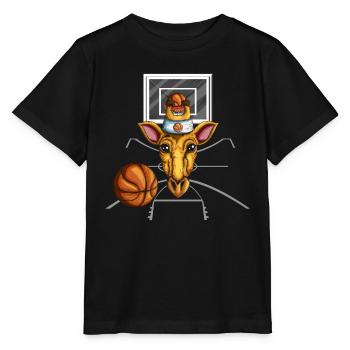 Kids Giraffen Fan Basketball Spiel Basketballkorb - Stanley/Stella Kinder T-Shirt MINI CREATOR  - Schwarz - Vorne - Mikhail (115cm)