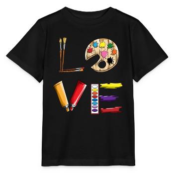 Zeichnen Kunstliebhaber Tuschkasten Pinsel Love - Stanley/Stella Kinder T-Shirt MINI CREATOR  - Schwarz - Vorne - Mikhail (115cm)