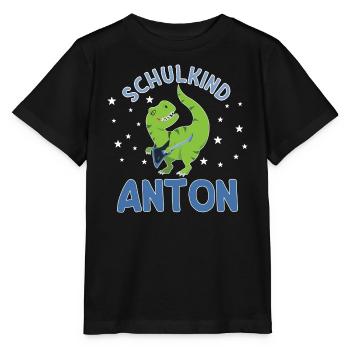 Einschulung Schulkind Anton - Stanley/Stella Kinder T-Shirt MINI CREATOR  - Schwarz - Vorne - Mikhail (115cm)