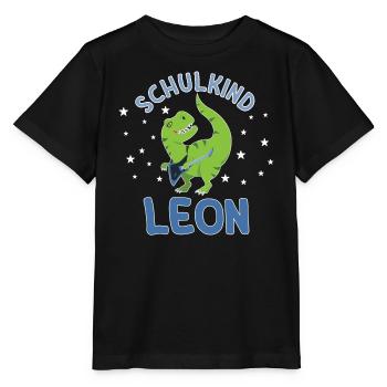 Einschulung Schulkind Leon - Stanley/Stella Kinder T-Shirt MINI CREATOR  - Schwarz - Vorne - Mikhail (115cm)
