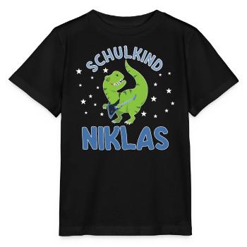 Einschulung Schulkind Niklas - Stanley/Stella Kinder T-Shirt MINI CREATOR  - Schwarz - Vorne - Mikhail (115cm)
