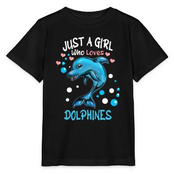 Mammifère marin dauphin Fille qui aime les dauphins - T-shirt bio MINI CREATOR Stanley/Stella Enfant - noir - Devant - Mikhail (115cm)