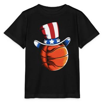 Lustige Basketball Amerika Flagge Basketallspieler - Stanley/Stella Kinder T-Shirt MINI CREATOR  - Schwarz - Vorne - Mikhail (115cm)