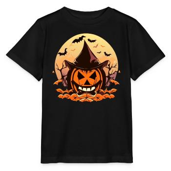 Pumpkin-Lit Spooky Halloween Night - Stanley/Stella MINI CREATOR Kids’ T-Shirt - black - Front - Mikhail (115cm)