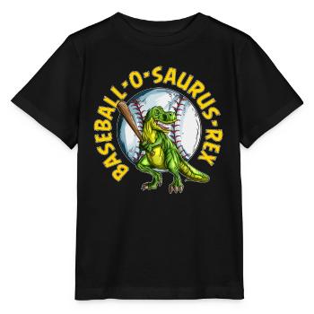T-Rex Baseball Player Kids Casual Outfit - Stanley/Stella MINI CREATOR Kids’ T-Shirt - black - Front - Mikhail (115cm)