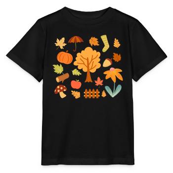 Les feuilles d’automne profitent de la saison colorée - T-shirt bio MINI CREATOR Stanley/Stella Enfant - noir - Devant - Mikhail (115cm)