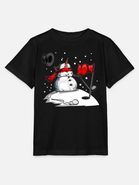 Schneemann Golf Kleidung Golf im Winter Golfball - Stanley/Stella Kinder T-Shirt MINI CREATOR - Schwarz