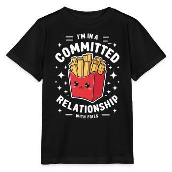 Pommes Fritten Bude Lustig Backofen French Fries - Stanley/Stella Kinder T-Shirt MINI CREATOR  - Schwarz - Vorne - Mikhail (115cm)