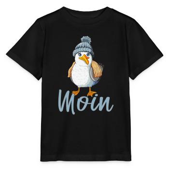 Mouette avec bonnet tricoté dit Moin Bas Allemand du Nord - T-shirt bio MINI CREATOR Stanley/Stella Enfant - noir - Devant - Mikhail (115cm)