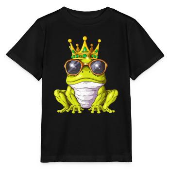 Cooler Froschkönig Royalty Kröten König Krone - Stanley/Stella Kinder T-Shirt MINI CREATOR  - Schwarz - Vorne - Mikhail (115cm)