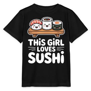Sushi Japan Girl Funny Kawaii Sushi Gift - Stanley/Stella MINI CREATOR Kids’ T-Shirt - black - Front - Mikhail (115cm)