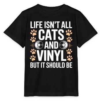 Vinyle Dire Chats Vinyle Disque Vinyle Cadeau - T-shirt bio MINI CREATOR Stanley/Stella Enfant - noir - Devant - Mikhail (115cm)